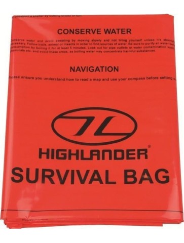 Highlander Waterproof Double Survival Bag  Survival Instructions ORANGE Walking