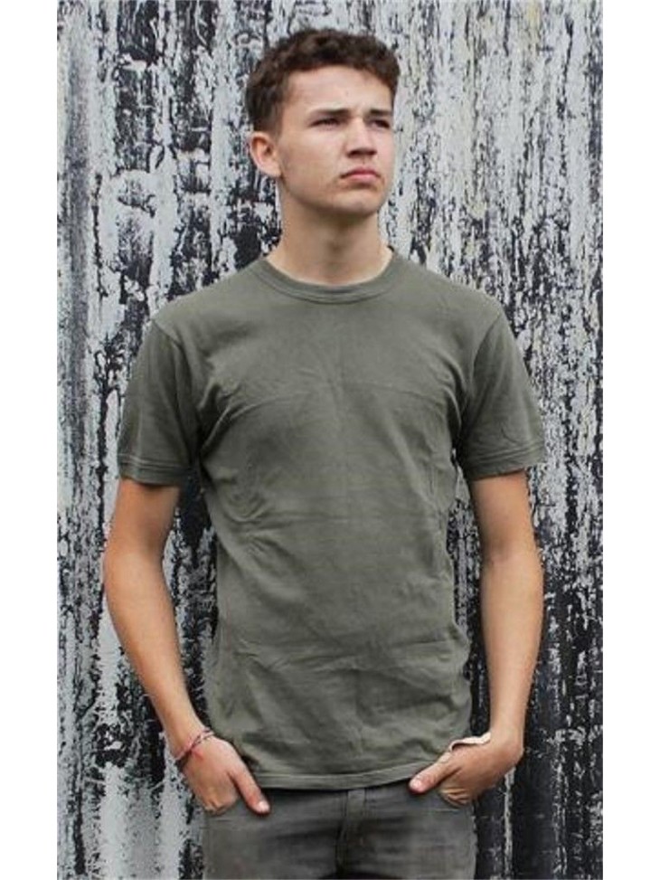 Genuine Army Surplus German T-Shirt Cotton Olive Green Grey Vintage