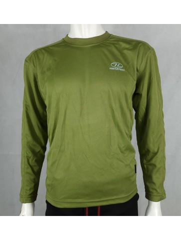 Highlander ClimateX Base Layer T-Shirt Long Sleeve Vest Wicking Olive