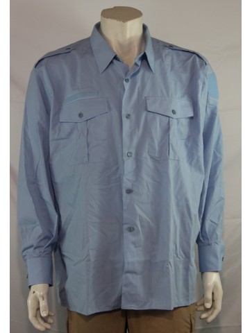 Genuine Surplus French Naval Navy Shirt Fitted Pale Blue...