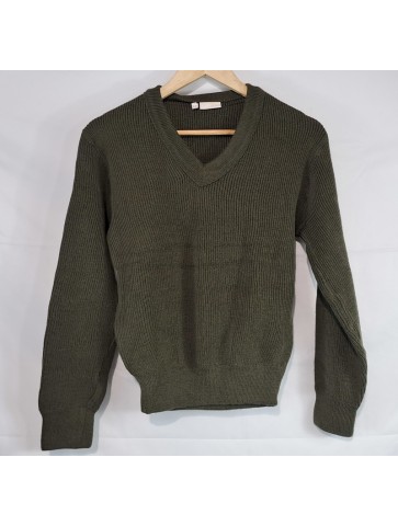 Genuine Surplus French Military Army V- Neck Jumper Olive...