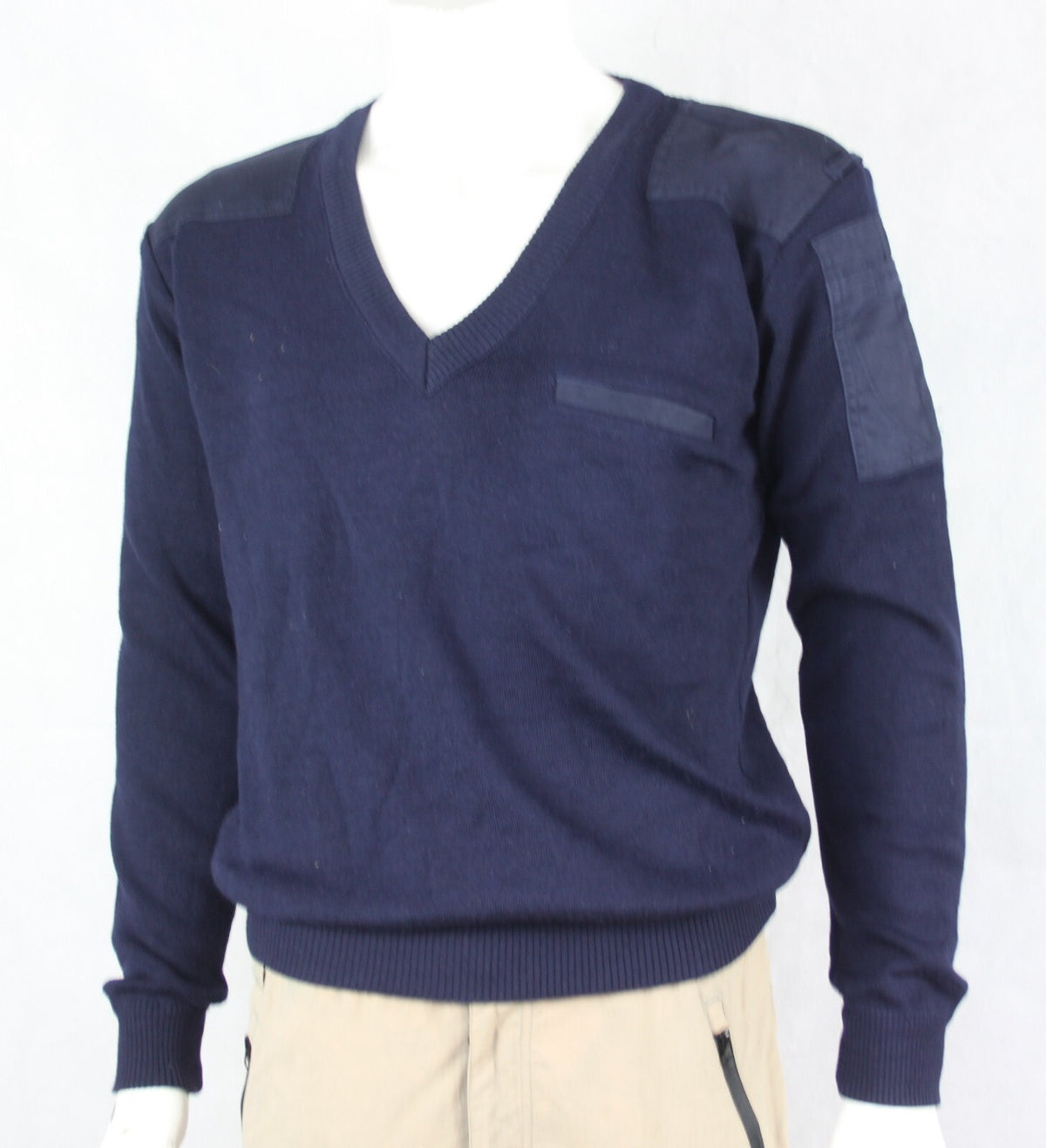 Genuine Surplus Dutch Army Jumper Blue Mid Weight 50% Wool Warm Knitted