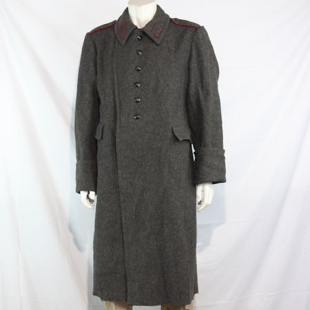 1970's Bulgarian Army Wool Greatcoat Genuine Surplus Grey Repaired 36-38"(3663)