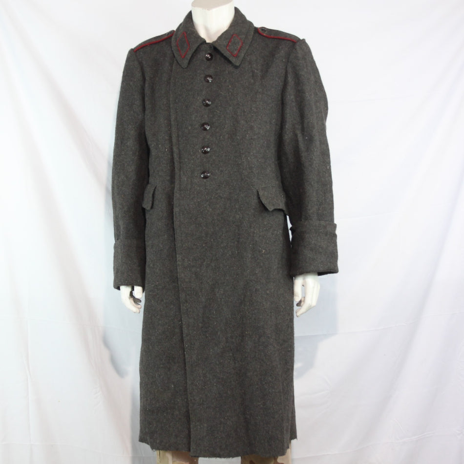 1970's Bulgarian Army Wool Greatcoat Genuine Surplus Grey Repaired 36-38"(3663)