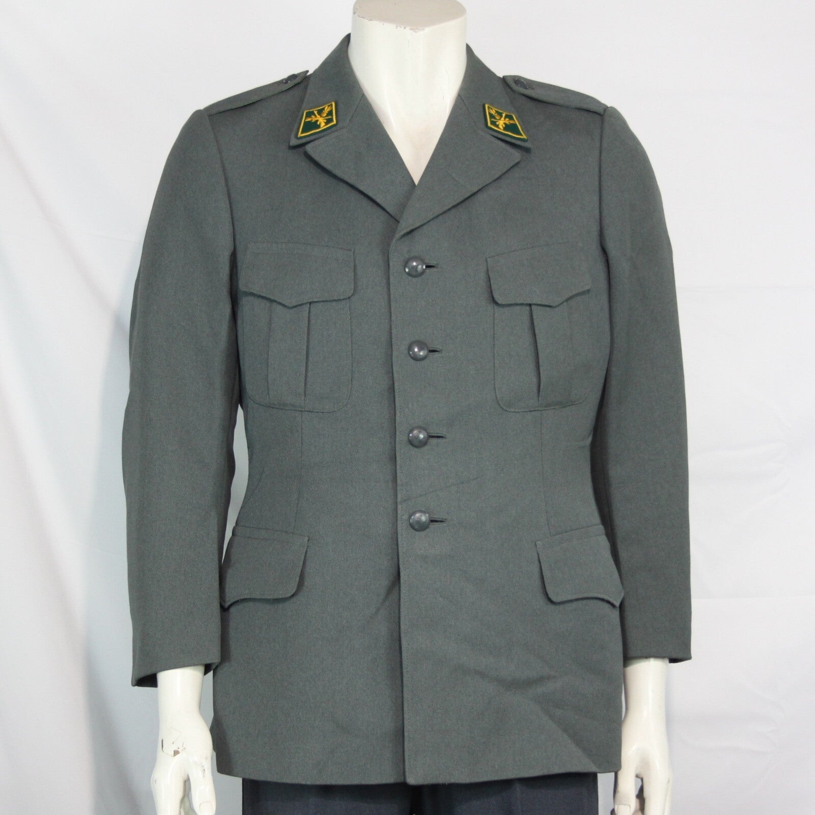 Genuine Surplus Swiss Army Dress Jacket 4 Button Badged Blue Grey All Sizes 3313