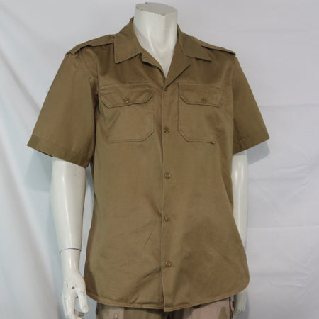 Genuine Surplus Greek Army Shirt Short Sleeve Cotton Canvas Tan Sand (3419)