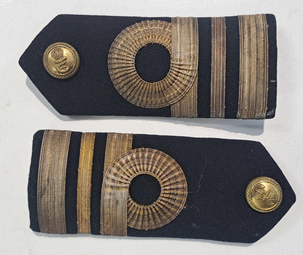 Genuine Surplus British Royal Navy Overcoat Epaulette Rank Slides Antique (2635)