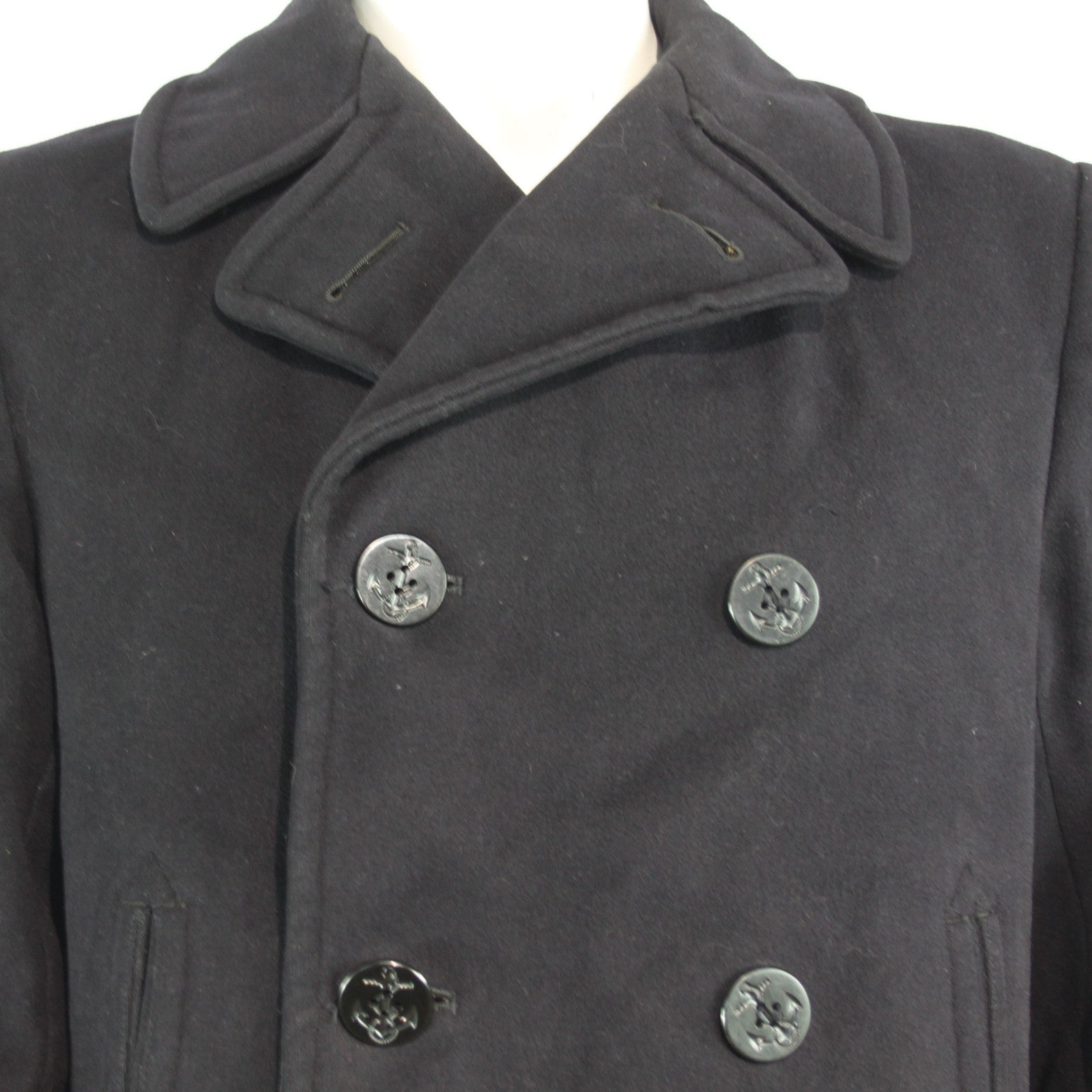 WW2 US Navy Pea Coat Wool Winter Genuine Surplus Jacket 4 Button 36-38" (3649)