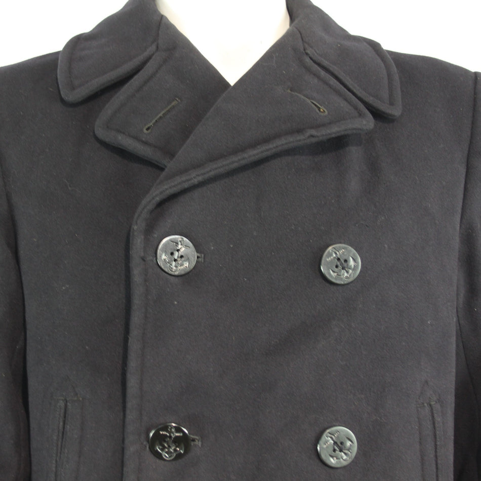 WW2 US Navy Pea Coat Wool Winter Genuine Surplus Jacket 4 Button 36-38" (3649)