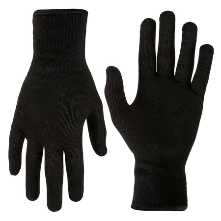 Highlander Mens Thermal Liner Gloves Inner Gloves Black Knitted Thermolite