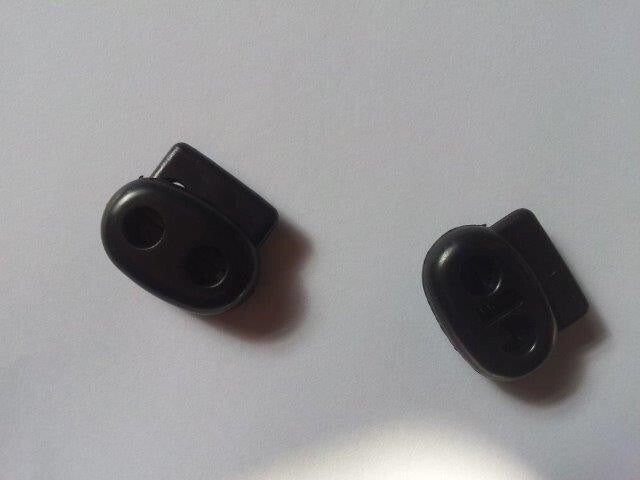 Twin Hole Cordlock Euro Cord Locks Black Plastic Pack of 2 (EVA-09)