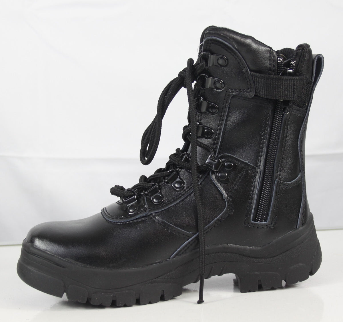 Taskforce LX Boot Military Tactical Black Leather Security Boot Side Zip 3 & 7