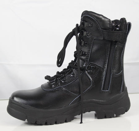 Taskforce LX Boot Military Tactical Black Leather Security Boot Side Zip 3 & 7