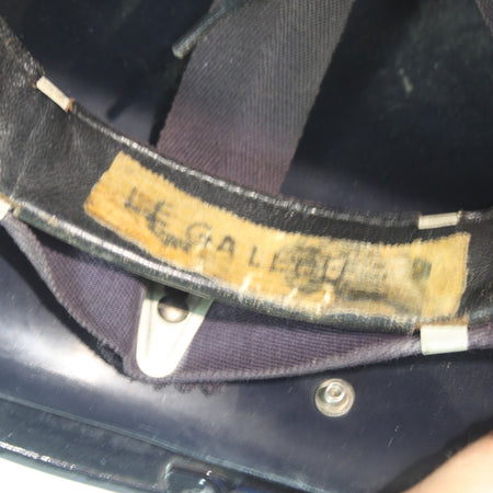 Vintage French Police Riot Helmet Gendarme Blue Steel Missing Strap (3943)