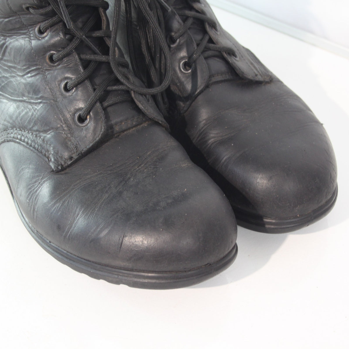 Vintage British DMS Hi Leg Army Boots High Leg Black Leather G2 Size 10 (3867)