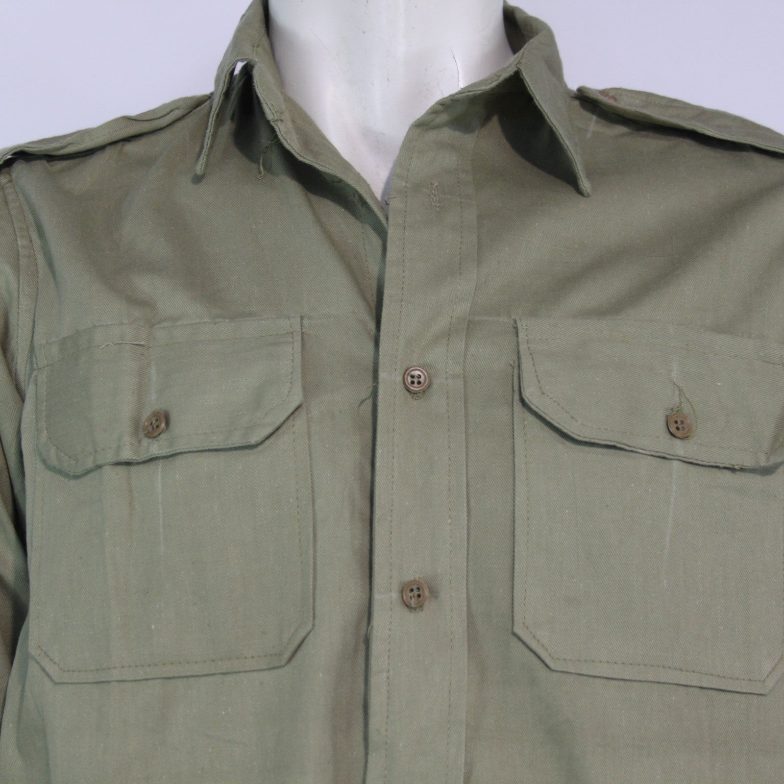 Genuine Surplus Army Vintage Khaki Tan Shirt Cotton 1968 Dated 15" (3429)