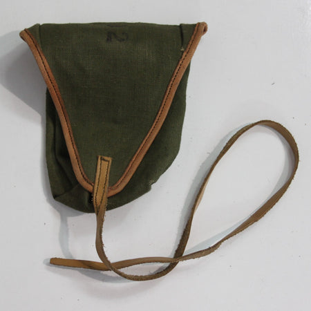 Genuine Surplus French Army Canvas Pouch Vintage Leather Trim (3467)