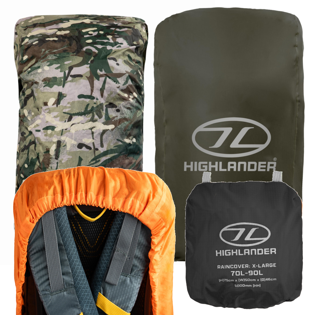 Highlander Ducks Back Waterproof Rucksack Cover Orange Camo Black Green All Size