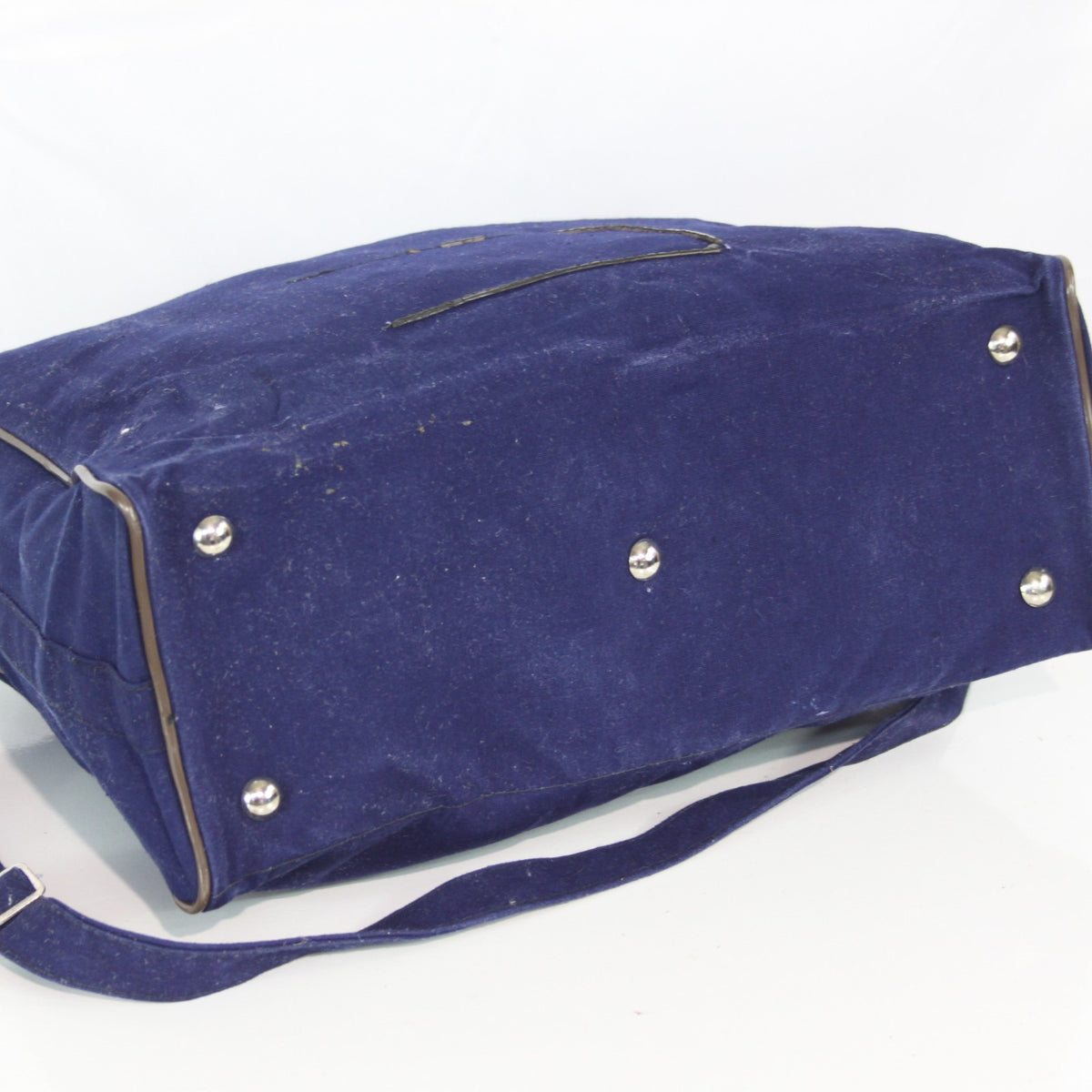 Navy Blue Fabric Side Bag Brushed Feel Fabric Flexible Rigid Base (3446)