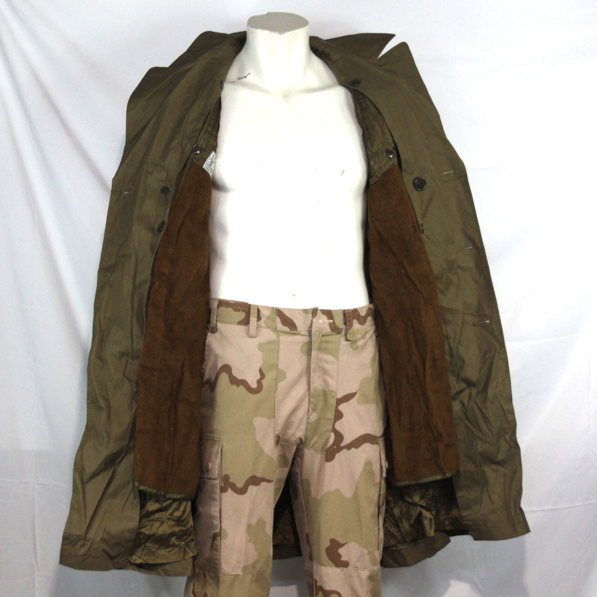 Genuine Surplus Spanish Army Faux Fur Lined Overcoat Khaki 36" (3344)
