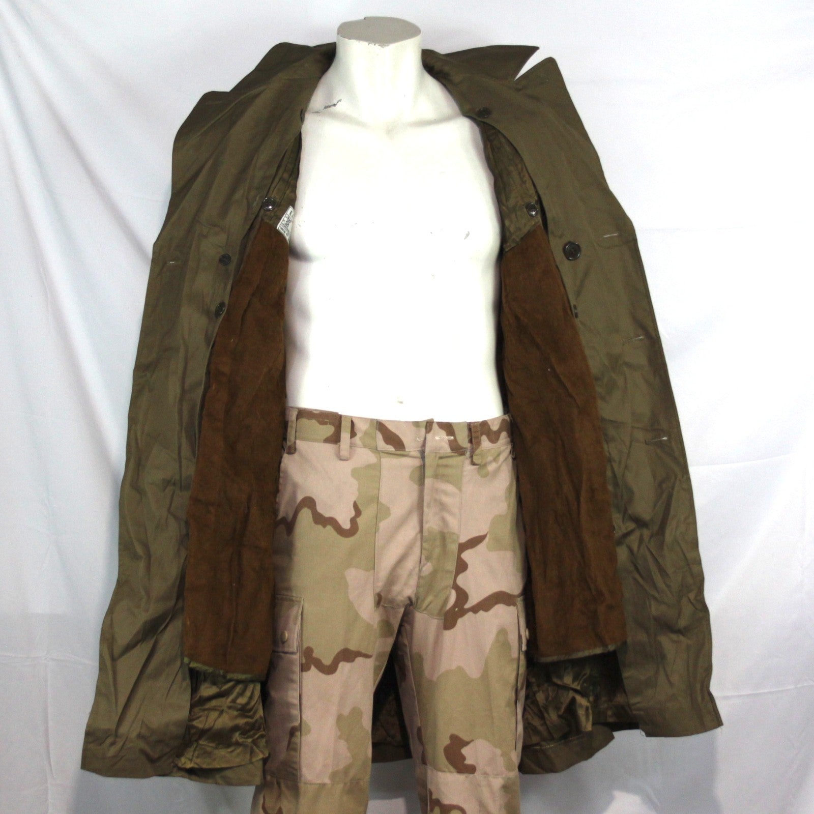 Genuine Surplus Spanish Army Faux Fur Lined Overcoat Khaki 36" (3344)