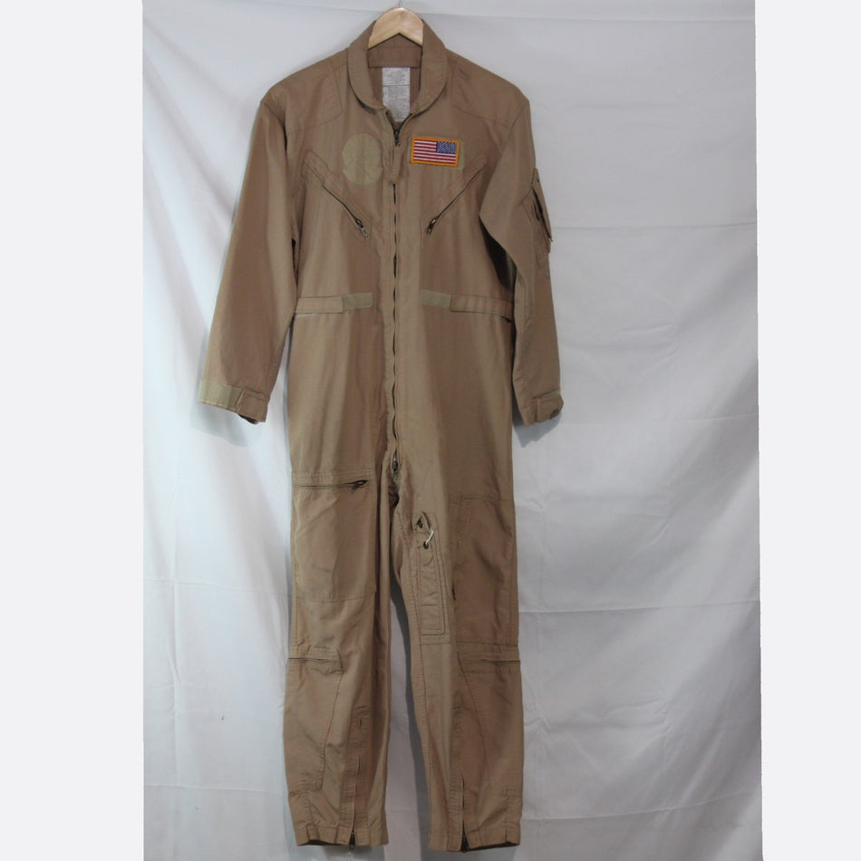 US Airforce Flight Suit Coverall Mens Sand Genuine Surplus 44" Chest Short 3523)