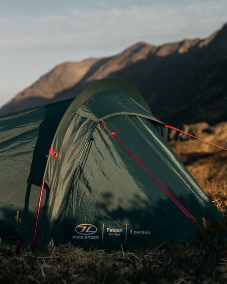 Highlander Falcon Bivi Tent 1-Person Waterproof Camo Camping Shelter Pine Green