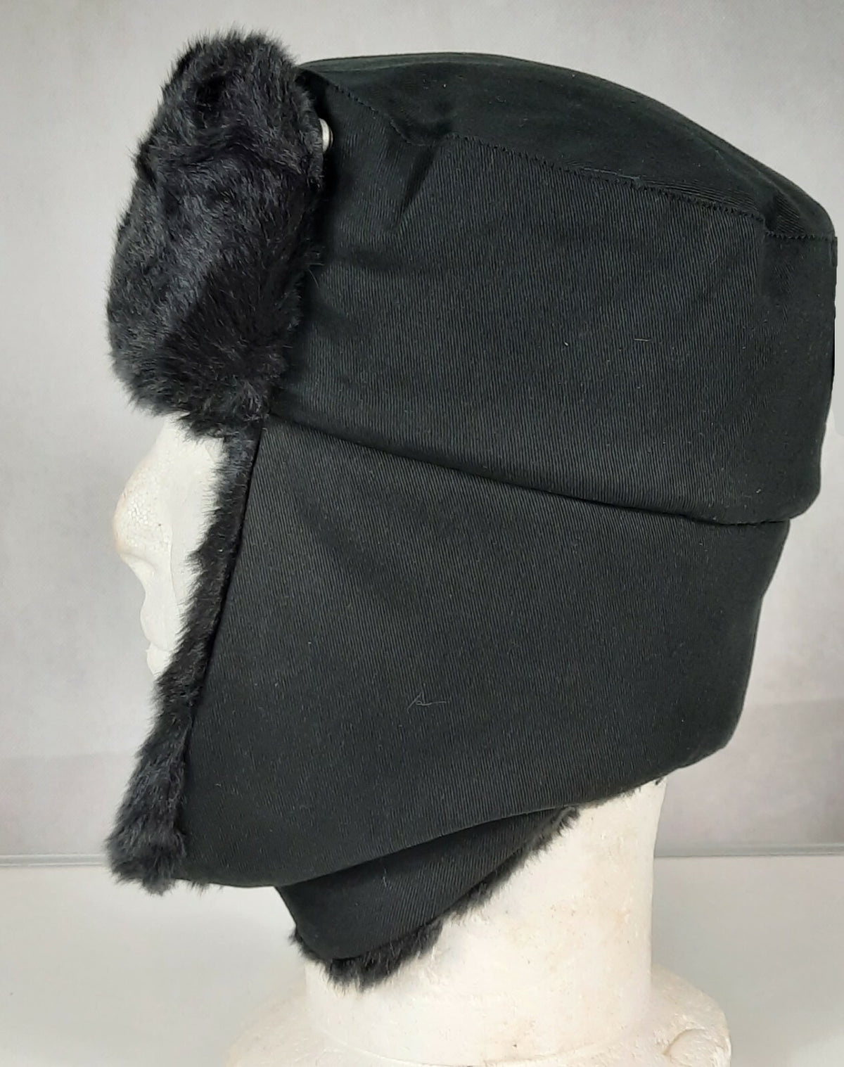 Cossack Hat Winter Black Thermal Faux Fur Trapper Hat Size Small Adult