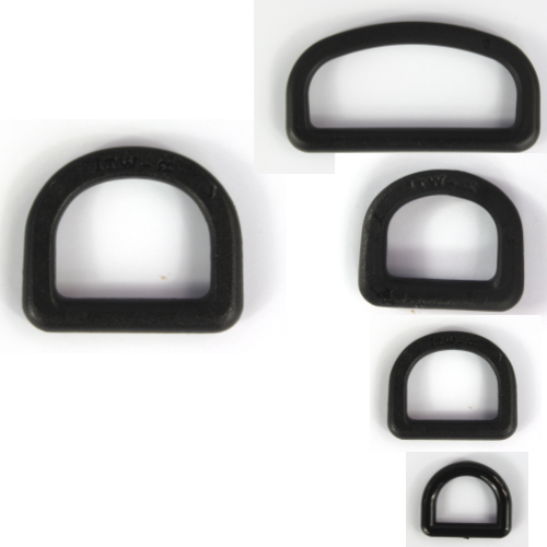 D-Rings Dees Buckles Black Tan Plastic Loops Rucksacks Replacement All Sizes