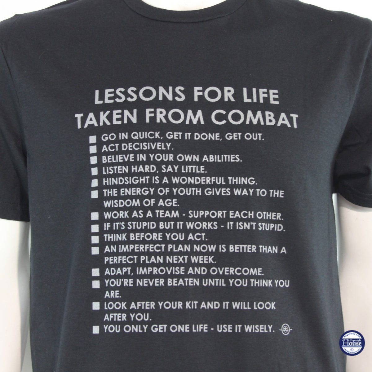 Lessons For Life Exclusive Printed T-Shirt Mens Warbird Print Black Military