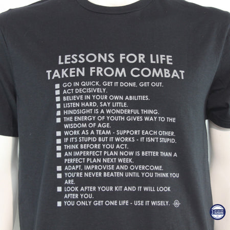 Lessons For Life Exclusive Printed T-Shirt Mens Warbird Print Black Military