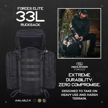 Highlander Forces Elite 33L Rucksack Black Green Tactical Bag Pack MilitaryStyle
