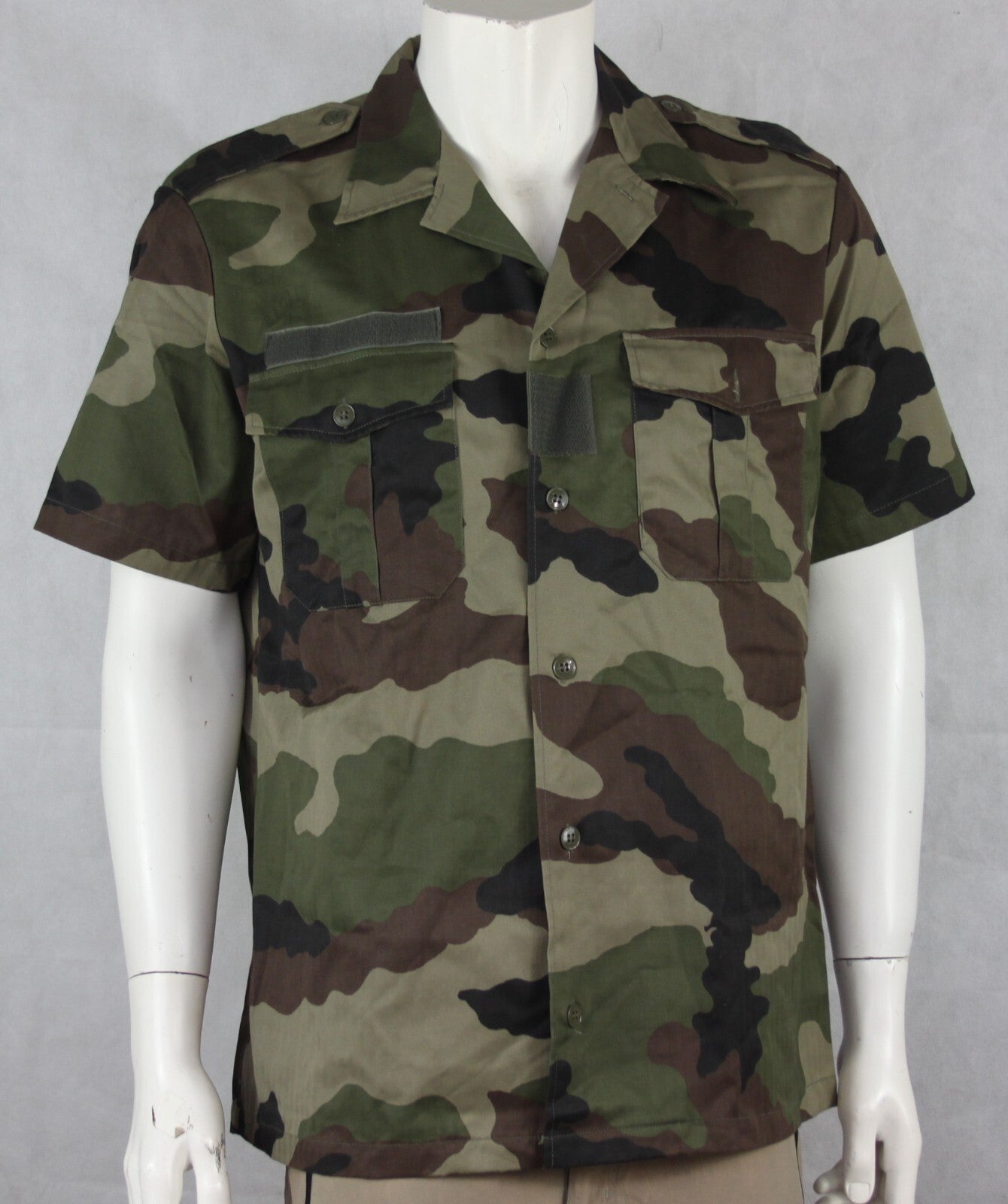 Genuine Surplus French Army Short Sleeve Shirt Warm Weather CCE Camouflage wood