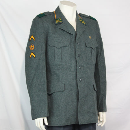 Genuine Surplus Swiss Army Vintage Wool Dress Jacket Badged Thick Blue Grey 3322
