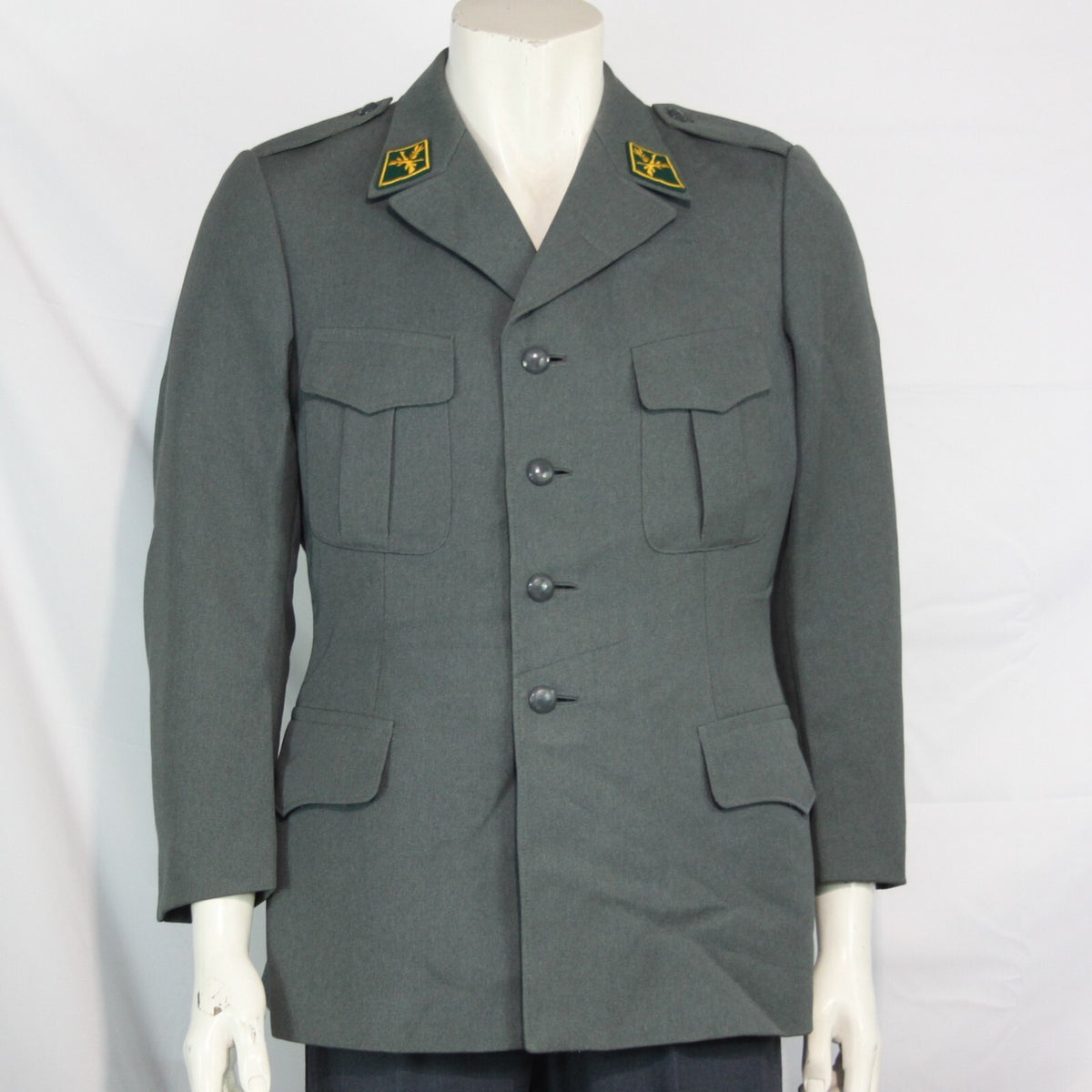 Genuine Surplus Swiss Army Dress Jacket 4 Button Badged Blue Grey All Sizes 3313