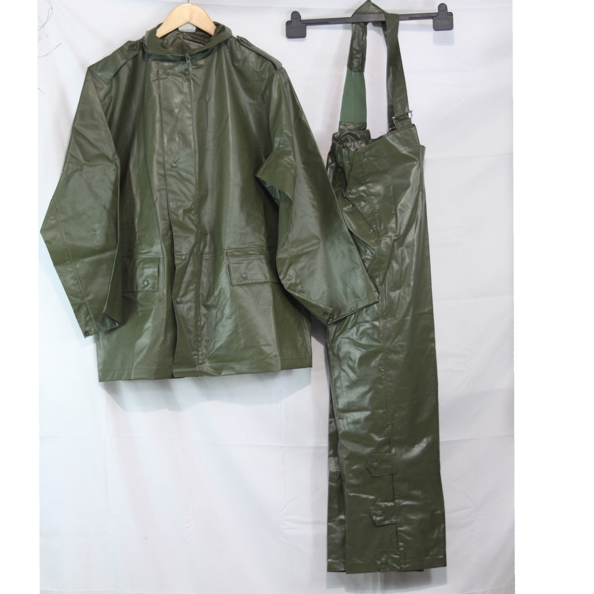 Waterproof Jacket Trouser Set PVC Coated Olive French Army Genuine Surplus(3952)