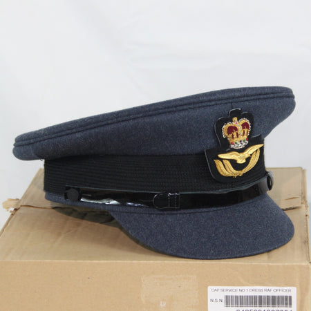 NEW British RAF Officers Mens Dress Hat Genuine Surplus Peak Cap 63cm (4412)