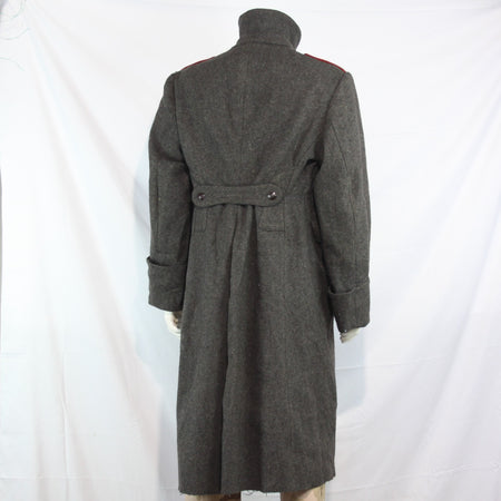 1970's Bulgarian Army Wool Greatcoat Genuine Surplus Grey Repaired 36-38"(3663)