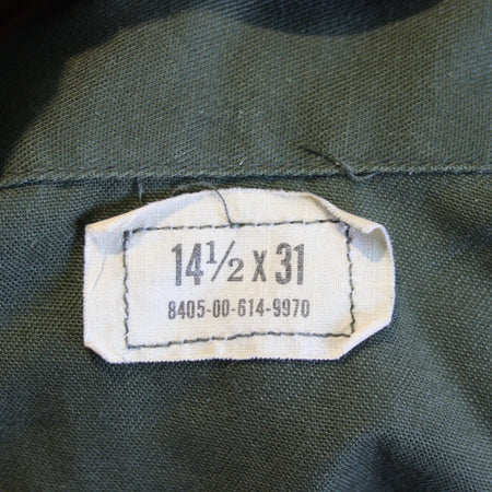 Vintage US Army Shirt Olive Utility Shirt Genuine Surplus 14.5"  (4133