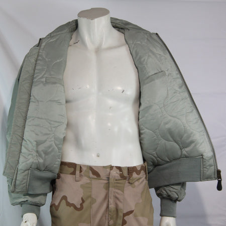 Highlander MA2 Bomber Jacket Plain Collar Padded Silver Grey Medium