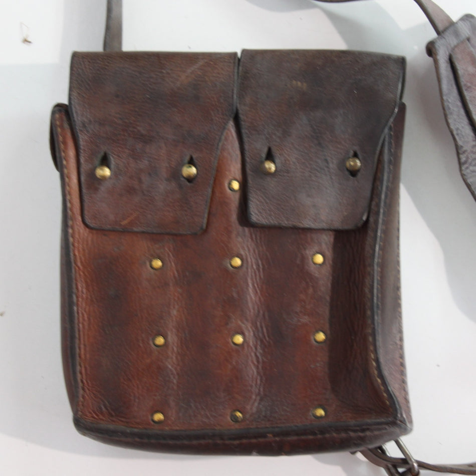 Genuine Surplus French Army IndoChina War Leather Pouch Side Bag (3478)