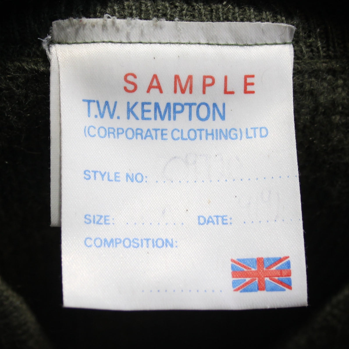 V-Neck Army Style Sample Jumper 80% Wool Olive 38" Chest Short (4062)
