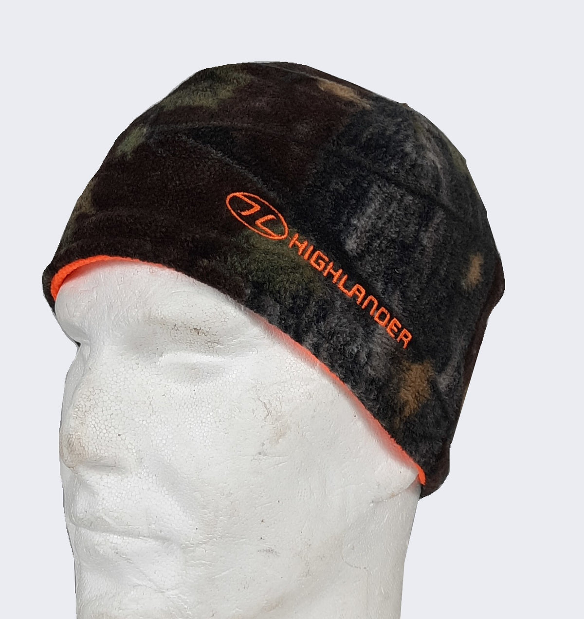 Highlander Fleece Beanie Hat Reversible Orange Tree Deep Camouflage Small
