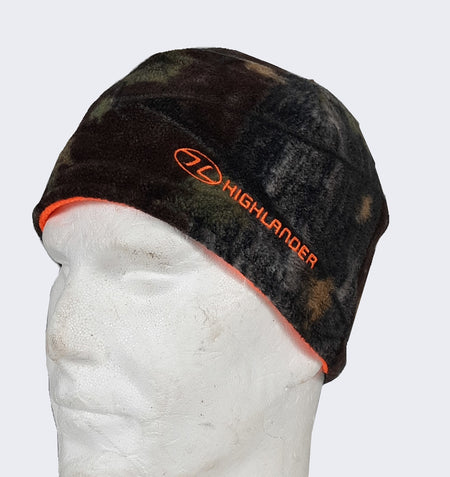 Highlander Fleece Beanie Hat Reversible Orange Tree Deep Camouflage Small