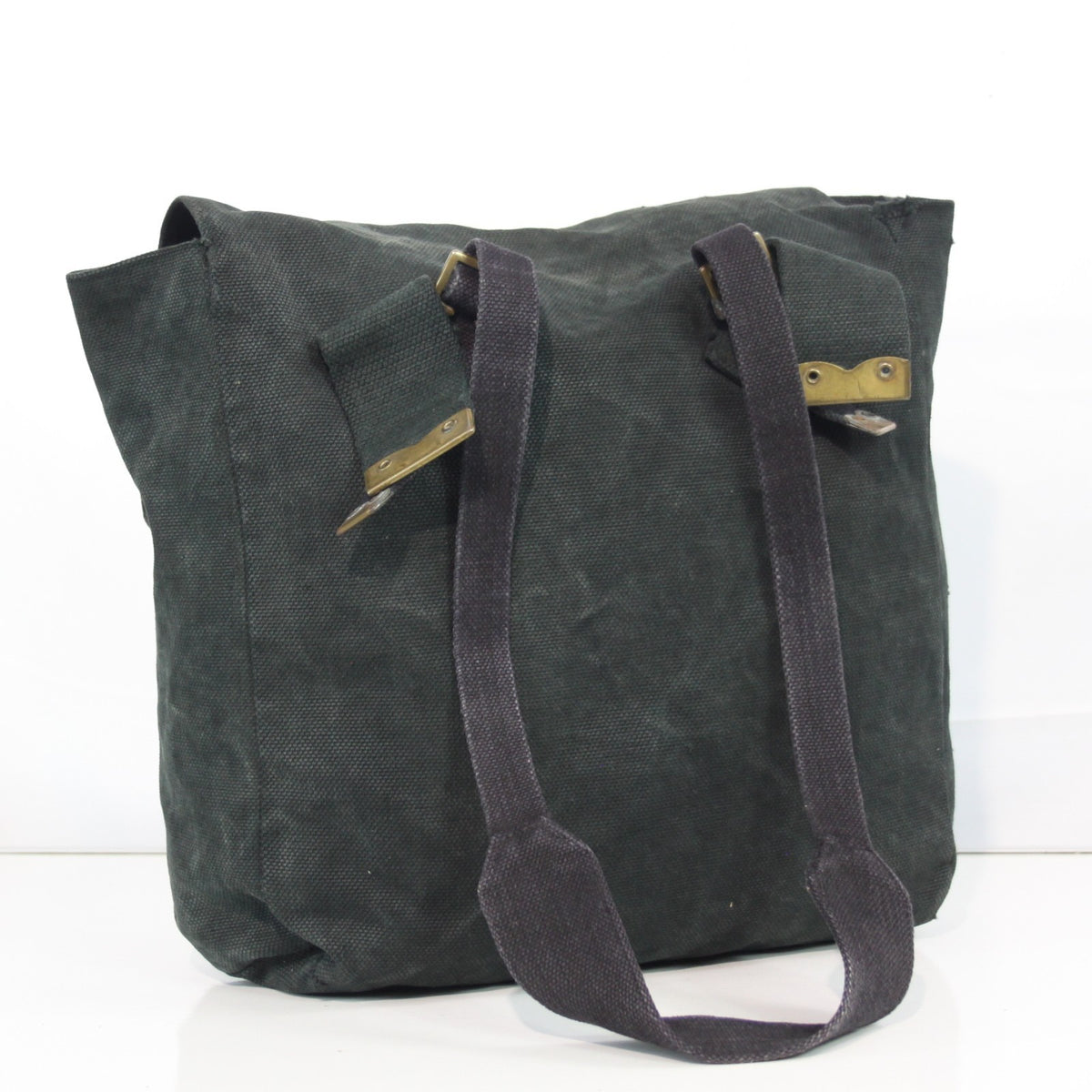 Genuine Surplus Vintage Belgian Army Webbing Bag Side Bag Black Canvas G2 3391
