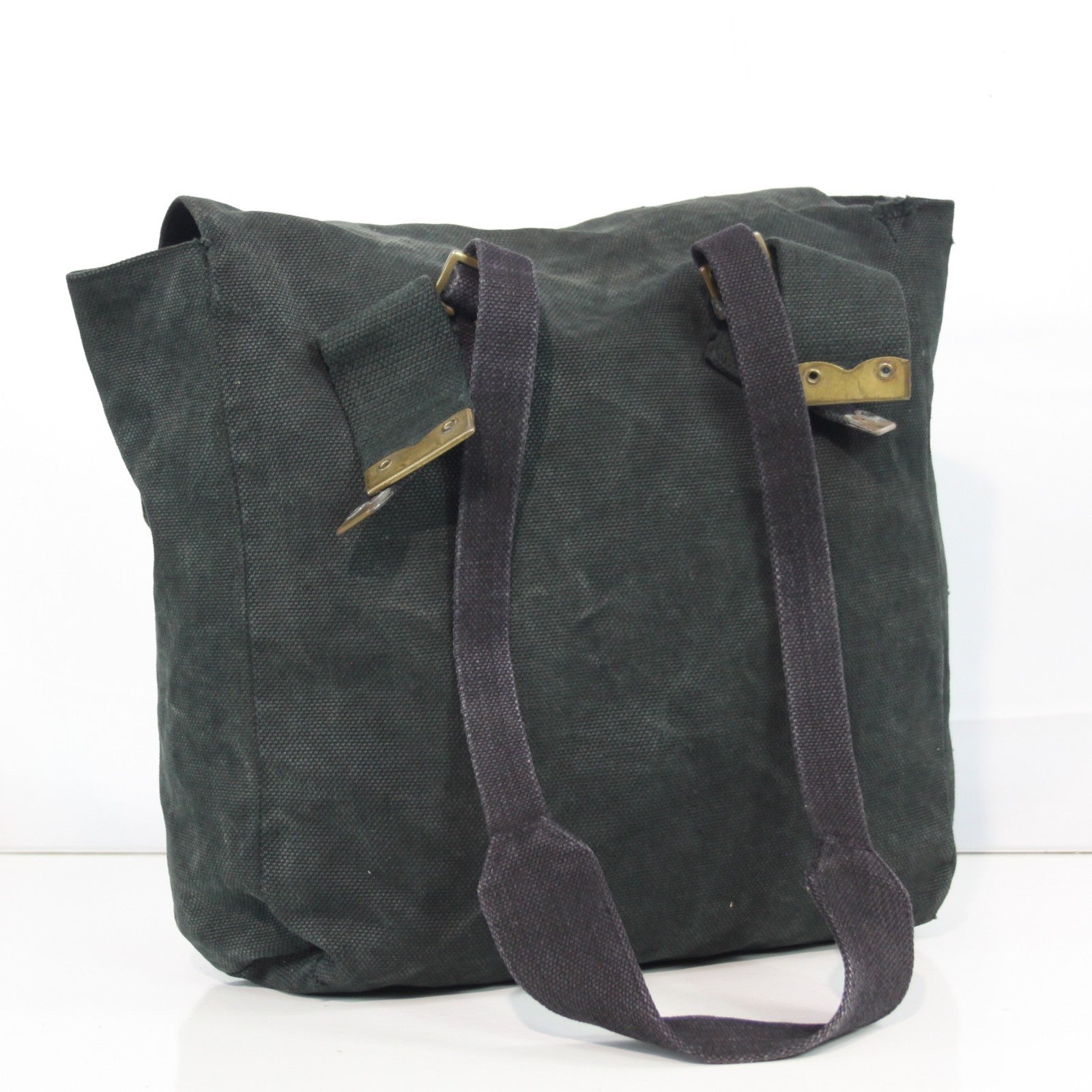 Genuine Surplus Vintage Belgian Army Webbing Bag Side Bag Black Canvas G2 3391