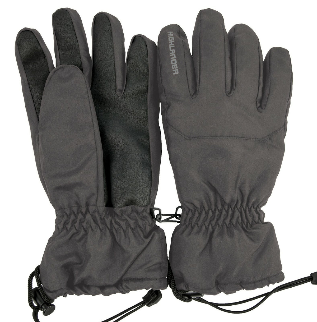 ED Highlander Ski Gloves Winter Thermal Non Slip Palm Black Mens Womens