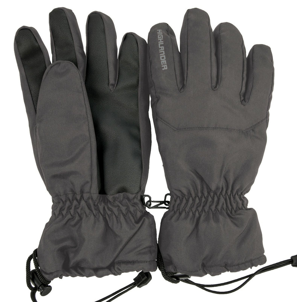 ED Highlander Ski Gloves Winter Thermal Non Slip Palm Black Mens Womens