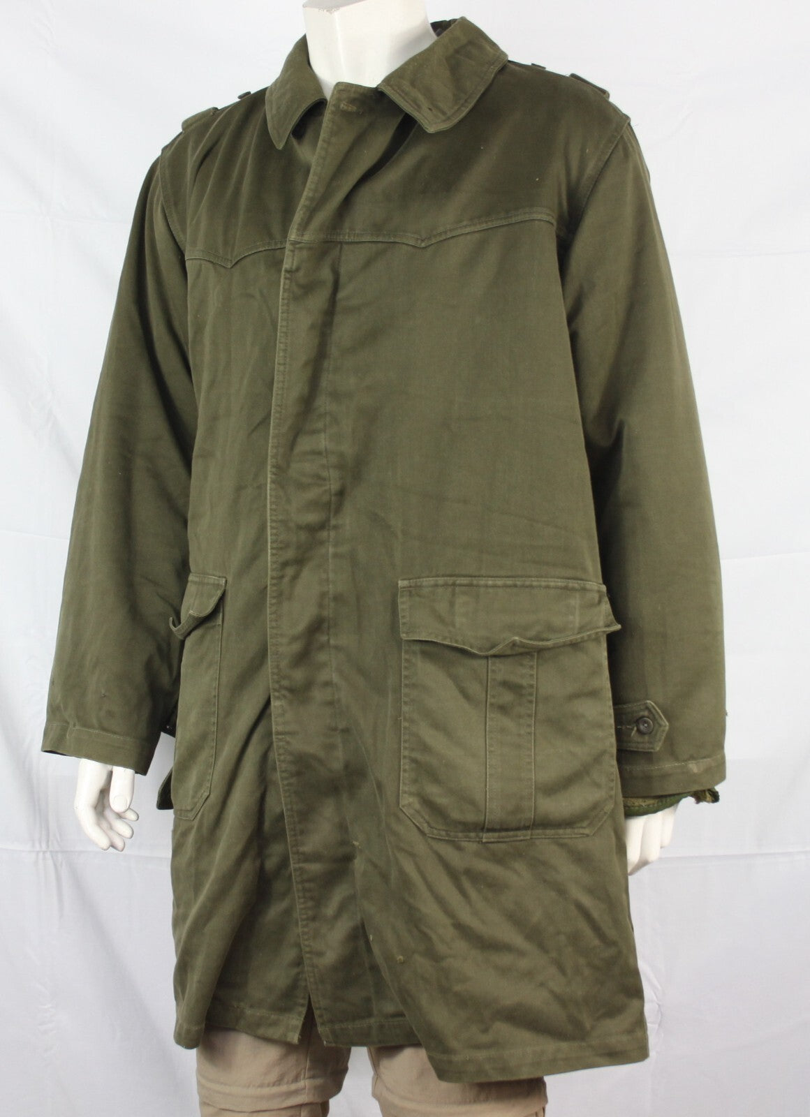 Genuine Surplus Serbian Olive Winter Parka Cotton Canvas Quilted Button in Liner