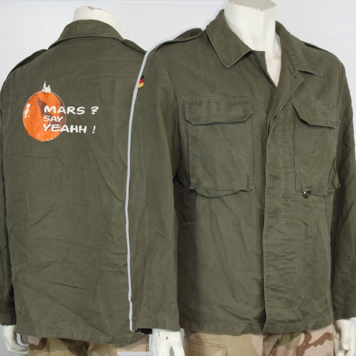 Genuine Surplus German Moleskin Shirt Printed "Mars Say Yeah" Army Jacket 3343